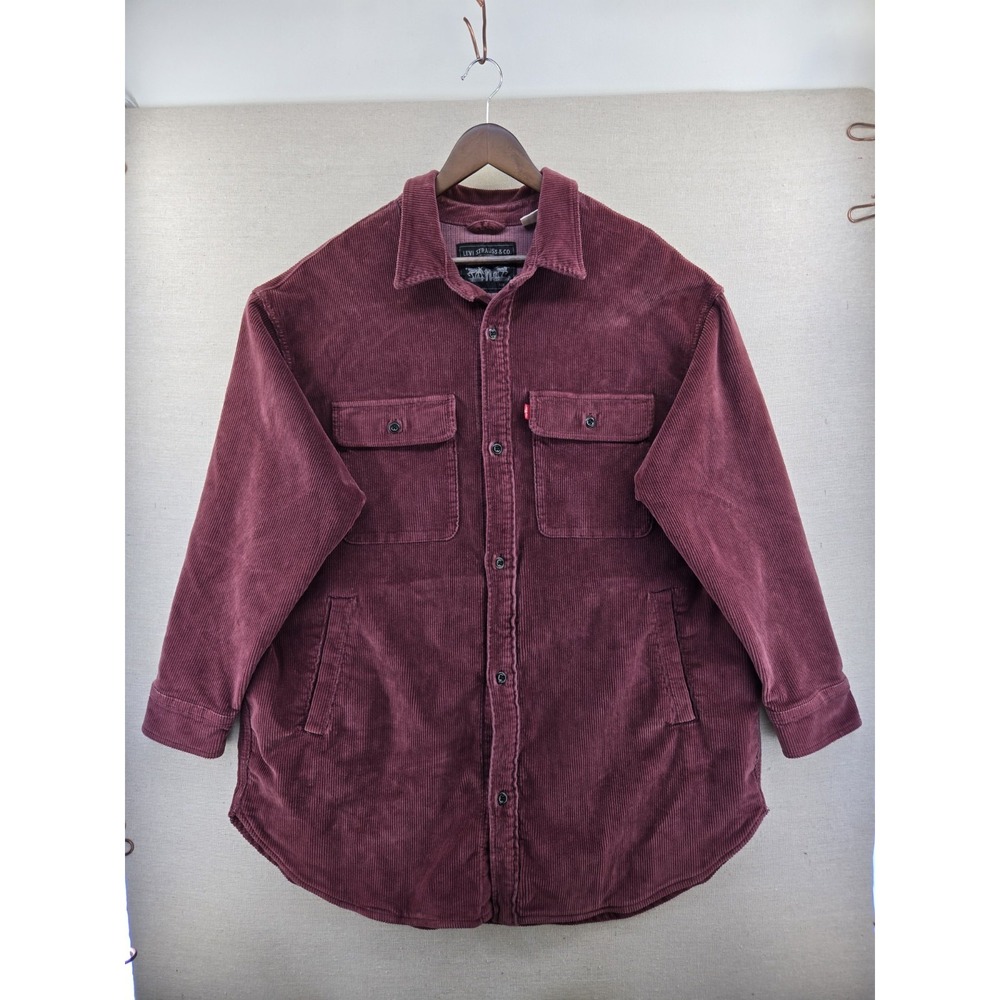 Levi's STAY LOOSE WORKER CORDUROY OVERSHIRT Mens Medium Sassafras Red Shacket